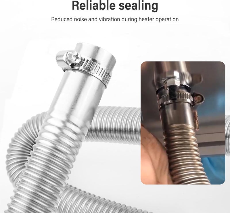 Stacool 23.6" Diesel Heater Exhaust Pipe,1" ID Stainless Steel Flexible Exhaust Tubing with 2 Hose Clamps,Universal Exhaust Hose Kit Diesel Heater Accessories for Diesels Air Heaters (23.6") - Image 4